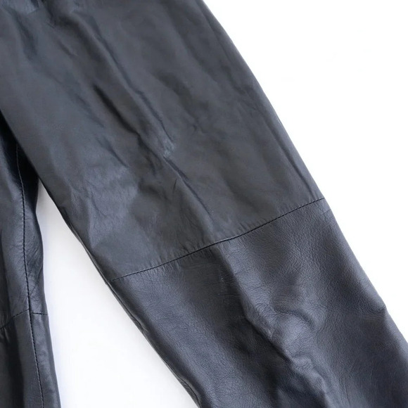 Vintage The Ole  Hide House Black Leather Straight Leg Pants Size 6 - Picture 5 of 11